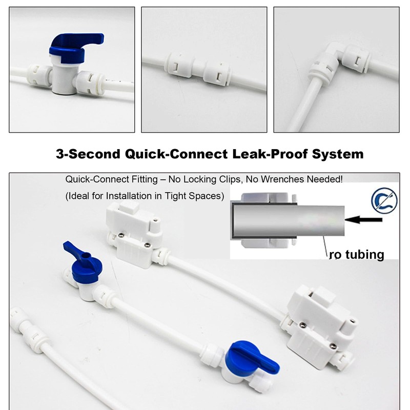 10ft 5/16" Ice Maker Tubing Kit​​: Quick Connect Push-to-Lock Fittings