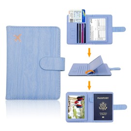 Melsbrinna Rfid Passport Holder for Travel women/Men, Cute Passport Wallet Rfid Blocking Card Slots, Rfid Passport Cover/CaseTravel Wallet, Passport Book Holder (1, Blue4)
