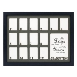 FramePro School Years Picture Frame Pre-K to 12 Graduation Photo Collage Grey Frame with Mat, Displays One 5x7 Photo and Fourteen 2.5x3.5 Pictures,Graduation Gift Souvenirs