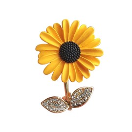 Sunflower Enamel Pin Rhinestone Plant Flower Brooch Lapel Pin Lapel Scarf Clothing Accessories Gift Jewellery for Women Girls