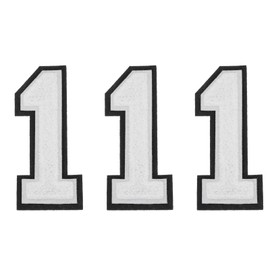 MECCANIXITY Chenille Number 1 Patches 4-1/2 Inch Height Iron on Number 1 Patches Black Glitter Embroidered Patches for Clothing, Shoes, Hats, Backpacks Pack of 3(White)