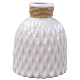 Vase Flower Ceramic White Vases Bottle Shaped Decorative Wedding Table Centperices Embossed Flower Arrange Display GIFT (White)