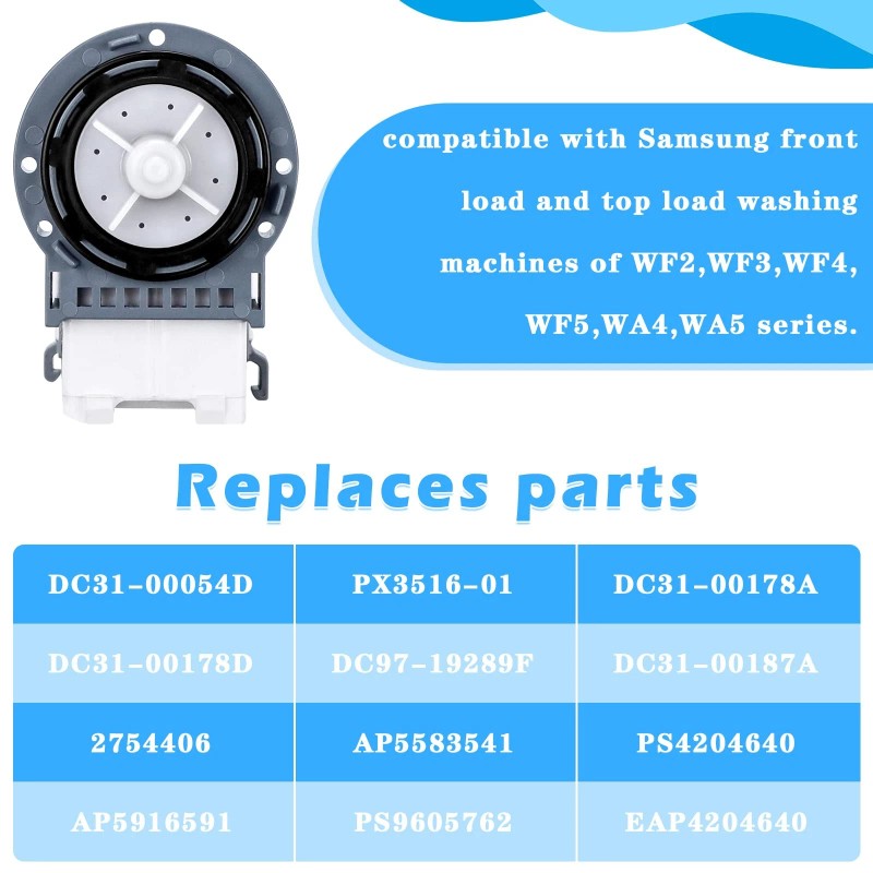 TOMOON New Washer Drain Pump Dc31-00054d Dc31-00187a Px3516-01 For Samsu.ng