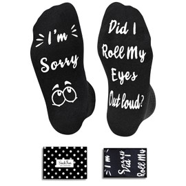 sockfun Funny Sayings Socks Silly Sarcastic Gag Socks Weird Eye Socks Women, White Elephant Gifts Men Adult
