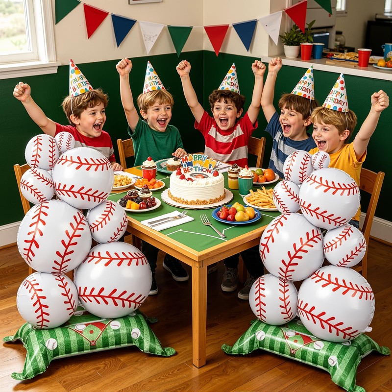 2 PCS Giant Baseball Balloons, Self Standing Baseball Party Decorations