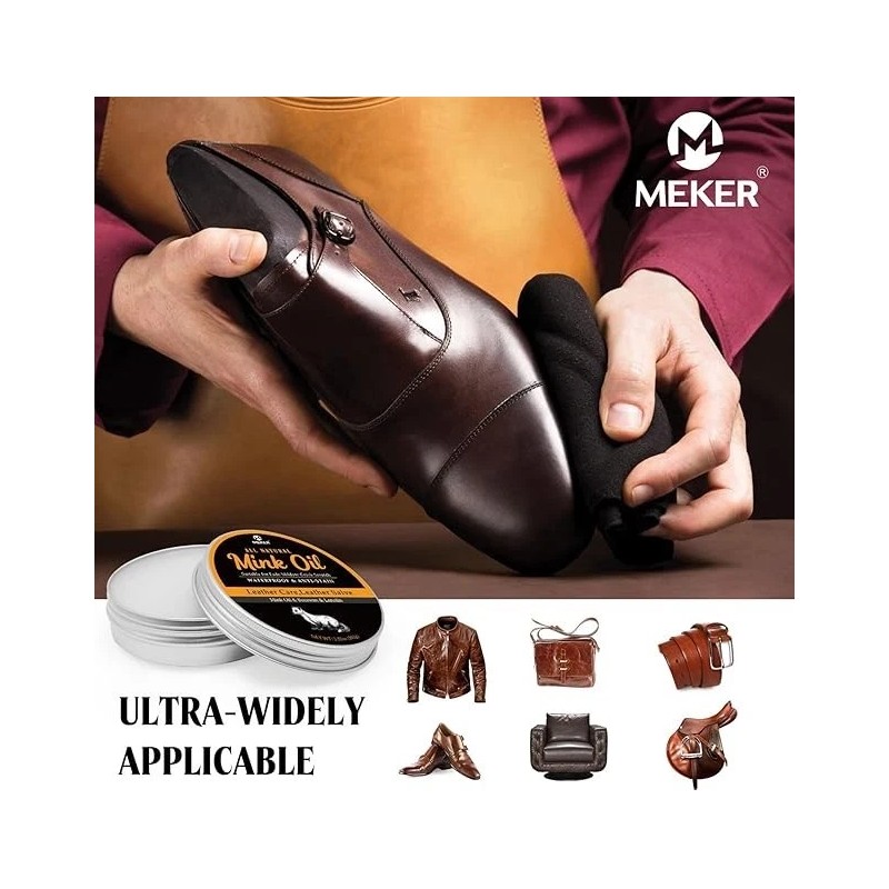 MEKER Mink Oil for Leather Boots, Leather Conditioner and Cleaner