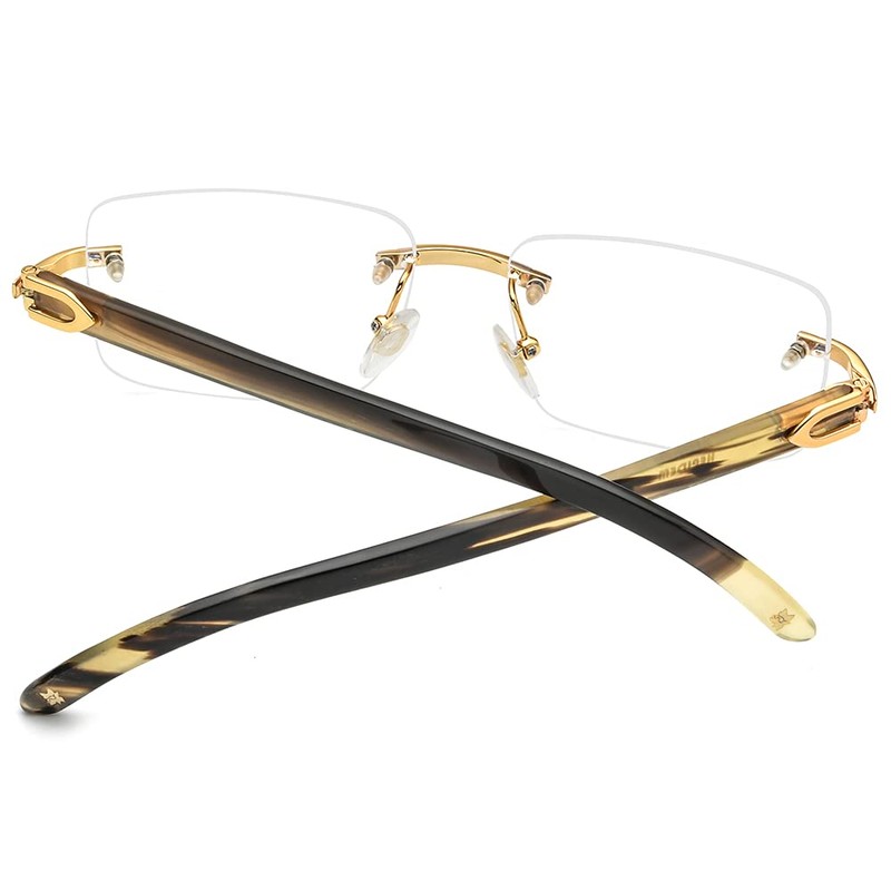 HEPIDEM 100% Really Buffalo Horn Handmade Glasses Square Rimless Luxury
