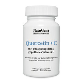 NautuGena Quercitin + C/Phospholipide & gepuffertes Vitamin C/plus Magnesium und Lecithin/ 90 Kapseln (30-Tage-Packung)