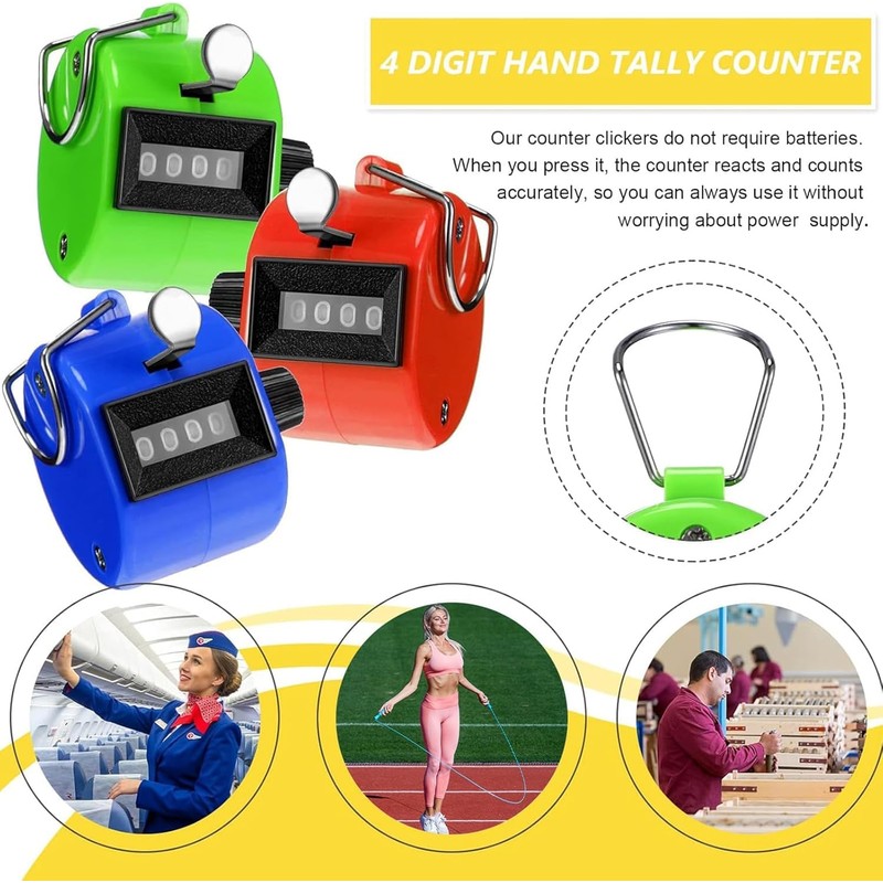 8 Pack Hand Tally Counter 4 Digit Mechanical Palm Click