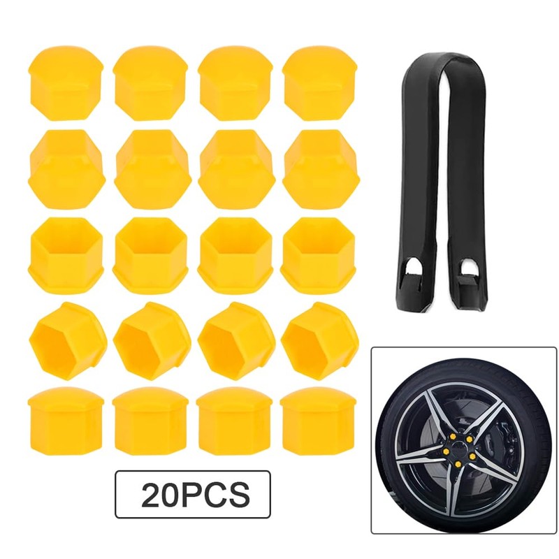 QitinDasen 20 Pieces 19 mm Car Wheel Nut Covers, Universal