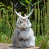 Basuo-9Q Realistic Jackalope Furry Wild Animal Replica Figurine Easter Bunny