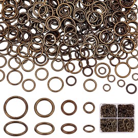 PH PandaHall 360pcs Closed Jumps Rings, 6/8/10/12mm O Rings Brass Soldered Jump Rings 16~18 Gauge Antique Bronze Rings Chainmail Rings Jewelry Connector for DIY Earrings Bracelets Necklaces Keychain