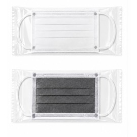 [Powered by Mitsuya-factory Since 1952] Non-woven Activated Carbon Mask CF50, Individually Packaged, Pack of 50, 3.7 x 6.9 inches (95 x 175 mm), Ear Closure, 6 Hours Usage, Wooly Elastic Cord Included