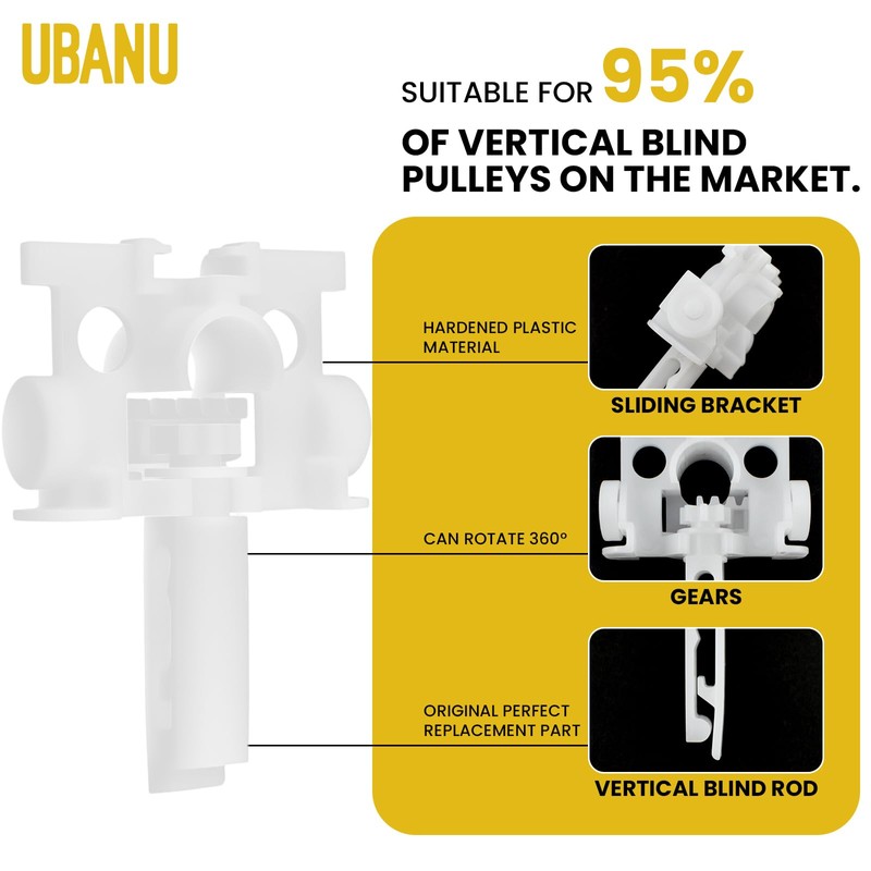 UBANU 12 Sets White Vertical Blind Repair Kit with Stem,