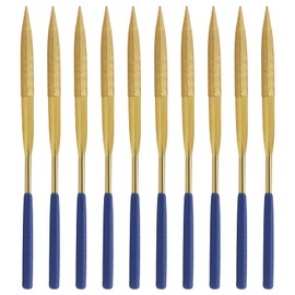 FOCMKEAS 10 PCS Diamond Needle File (5mm x 180mm,150 Grit) Titanium Coated Mini Metal Files Barette Files for Precision Metal File Work Miniature DIY Jewelers/Glass/Ceramic