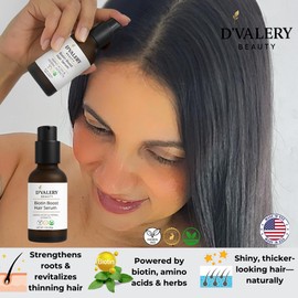 Biotin for Hair Growth Women & Men – Hair Serum for Thicker, Fuller Hair – Nourishing Treatment with Amino Acids, Pea Sprout & Vitamin E – 1 oz