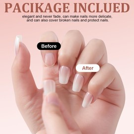 BUTBU Pack of 120 False Nails Tips Set, French False Nails for Gluing, 12 Sizes, French Press On Nail Set, Fake Nails with Glue for Women and Women (Colour Gradient Short Coffin Nail Tips)