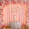 10x10ft Dusty Pink Backdrop Curtains with Lights String for Parties,