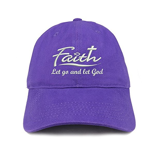 Trendy Apparel Shop Let Go and Let God Embroidered Brushed Cotton Dad Hat Ball Cap - Purple