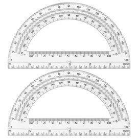 Unjoo Plastic Protractor Math Protractors 180 Degrees for Geometry Classroom Student School Office Supplies, 6 Inch, Pack of 2 (Clear)