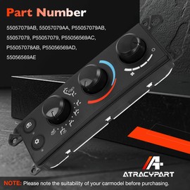 P55057079AB Climate Control Module A/C Air Conditioning Heater Control Switch Panel Fits for 2006-2008 Ram 3500 2500 1500 &2008-2011 Dodge Dakota, Replace# 55057079AB 55057079AA