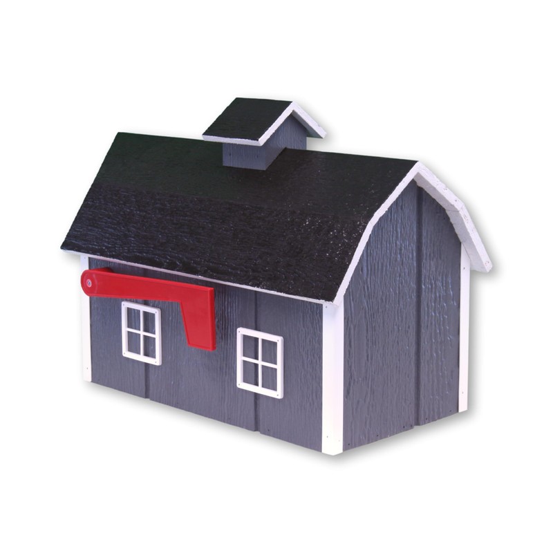 AmishToyBox.com Deluxe Wooden Mailbox, Post Mount, Dutch Barn Style (Dark