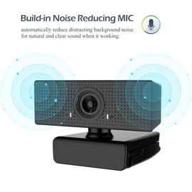 Webcam with Beauty Effect,360° Rotating Auto Focusing 1080P Dual Built-in Noise Reduction Microphones, Widescreen USB Video Camera for Computers PC Mac Laptop Desktop, Study Streaming Video Calling