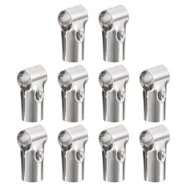 sourcing map Structural Pipe Connector Joint Pipe Clamps 180 Degree 2 Way, 10 Set Stainless Steel Corner Fitting End Rails Clamp Fit OD 1 inch (25mm) Tube, Silver