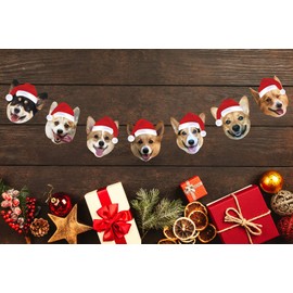 Corgi Christmas Garland, Dog Face Christmas Hanging Decorations