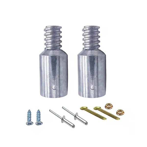 Threaded Tip Replacement - Ultra Threaded Tip Repair Kit - Metal Threaded Handle Tips for 1" Wood or Metal Poles-2 PC-Aluminum