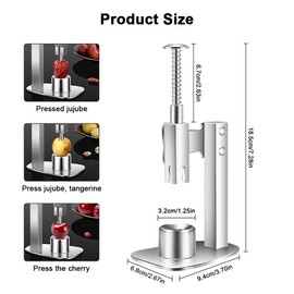 Casbomy Stainless Steel Red Dates Corer, Red Dates Corer, Stainless Steel Pit Remover, Olive Pitter Tool, Portable Fruit Corer Remover For Cherries, Hawthorn, Grape, Jujube (Silver,7.28x3.74 inch)