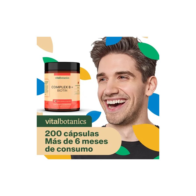 Complejo B Vitaminas B1 B2 B3 B5 B12 200 Caps