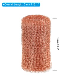 PATIKIL 4"x118" Copper Mesh Roll, 99.9% Pure Copper Wire Mesh Corrugated Shape Double Layer Mesh Screen for Hole Filler and Plant Protection