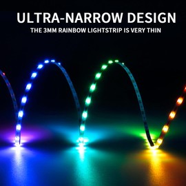 Xnbada 3.2FT WS2812B WS2812 3mm Ultra Narrow LED Strip,DC5V 100LEDs/m Individually Addressable Dream Color Flexible Smart Light Tape for Bedroom,Kitchen,Stage,TV Backlight(No Adapter or Controller)