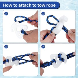 Self Centering Tow Harness for Watersports with Foat Ball, Heavy Duty Boat Tow Harness with 2 Permanent Antirust Stainless Steel Rider (18FT Blue Black with Foat)