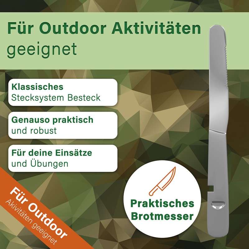 Classic German Army Stainless Steel Cutlery Set 4-Piece Camping Cutlery
