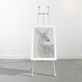 Metal Easel Stand with Chain Support for Mirror,58 Inch Iron Adjustable Arts & Crafts Easels,Floor Easels for Display Wedding Sign(White)