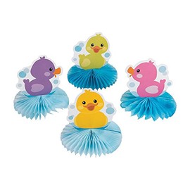 Rubber Ducky Centerpiece Table Decor - 4 Piece Set - Birthday Party Decorations for Kids
