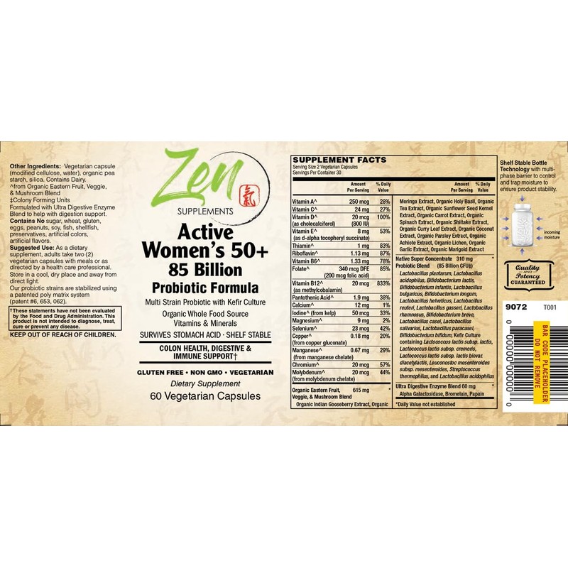 Zen Supplements Active Women’s 50+ 85 Billion Probiotic Formula