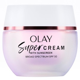 Olay Super Cream with Sunscreen SPF 30, Lightweight Face Moisturizer with Sun Protection, 5-in-1 Skin Care Benefits - Hydrating, Brightening, Firming - Niacinamide, Vitamin C, Collagen Peptide, 1.7 oz