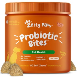 Zesty Paws Probiotics for Dogs - Digestive Enzymes for Gut Flora, Digestive Health, Diarrhea & Bowel Support - Clinically Studied DE111 - Dog Supplement Soft Chew for Pet Immune System - Pumpkin, 90ct