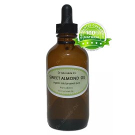 Dr.Adorable 2 oz Glass Bottle Sweet Almond Oil–Great Anti Aging Moisturizer Face Skin Hair