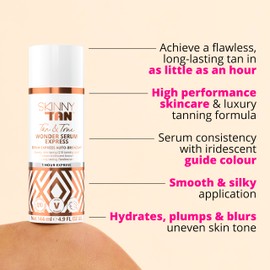 Skinny Tan Skinny Tan Tan & Tone Wonder Serum - 1 Hour Express Streak Free Fake Tan, Instant Fake Tan with Youth Boosting Q10 & Vitamin E, Vegan & Cruelty Free Skincare - 144ml