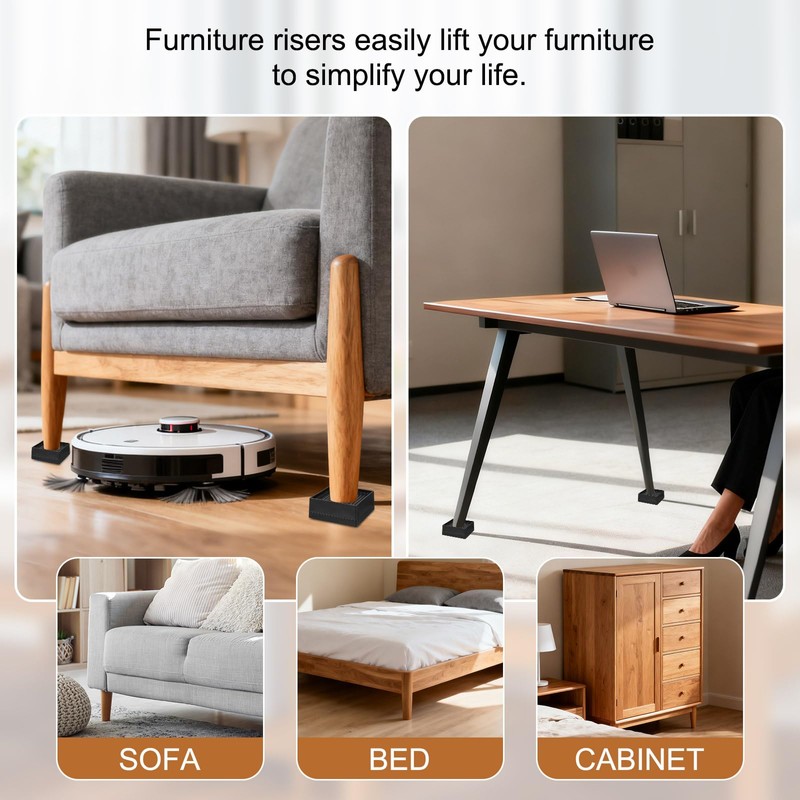 sourcing map 4Pcs Bed Risers, Square Heavy Duty Stackable Lift