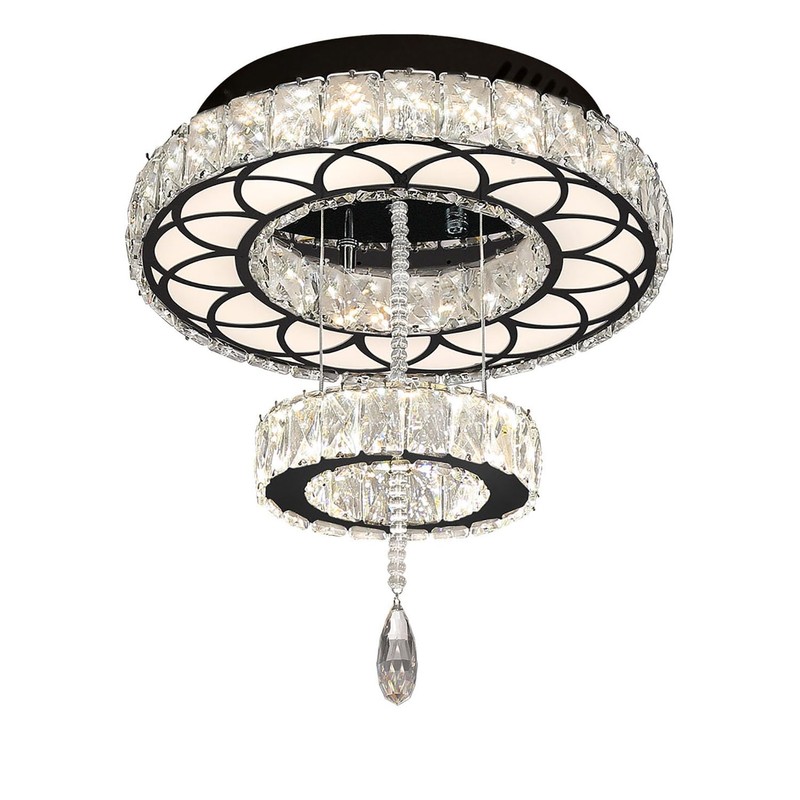 Flashing God Dia 12" Crystal Mini Chandelier Crystal Black Ceiling