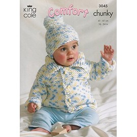 King Cole Baby Jacket, Sweater, Bolero & Hat Comfort Chunky Knitting Pattern 3045