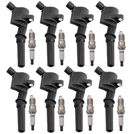 OYEAUTO Ignition Coil Pack Iridium Spark Plug Pack DG508 Set of 8 Compatible with Ford Lincoln Mercury F150 F250 F350 E150 E250 Expedition Mustang Lincoln 4.6L 5.4L