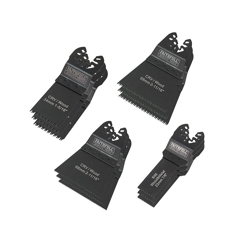 Faithfull Multi Tool Blade Set 12 Piece Wood + Metal