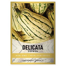 Delicata Squash Seeds for Planting - Winter Squash Heirloom, Non-GMO Vegetable Squash Variety- 3 Grams Seeds Great for Summer Garden by Gardeners Basics
