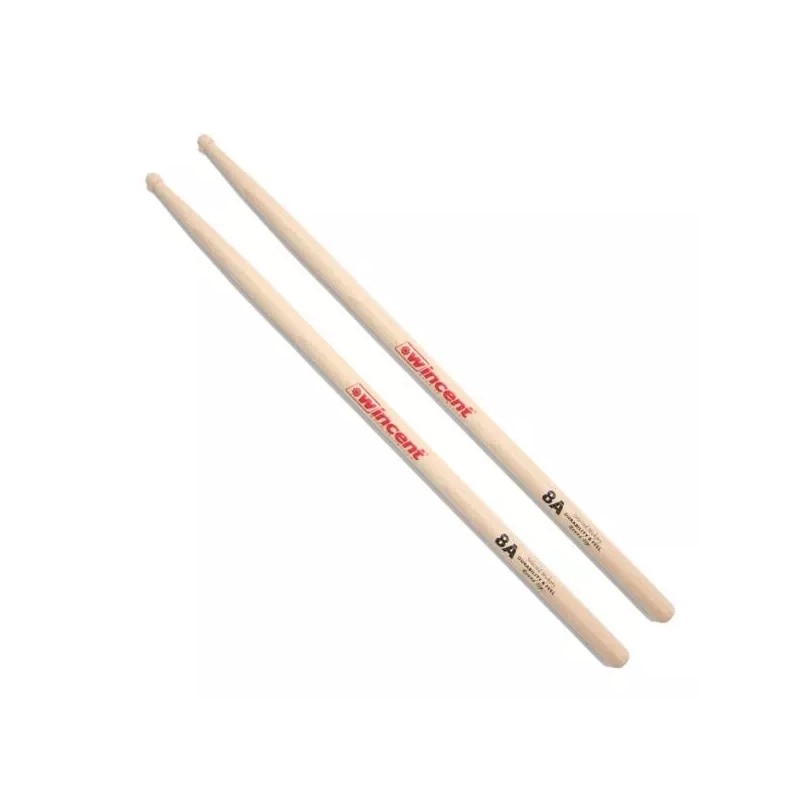 Wincent 8A Hickory Drumsticks, Barrel Tip